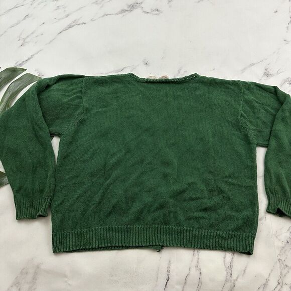 Huntington Ridge Womens Vintge 90s Cardigan Sweater Size L Green Floral Cottage - Picture 7 of 11